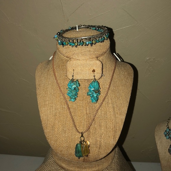 Jewelry - Turquoise earrings necklace and bracelets set Jewelry - Turquoise earrings necklace and bracelets set